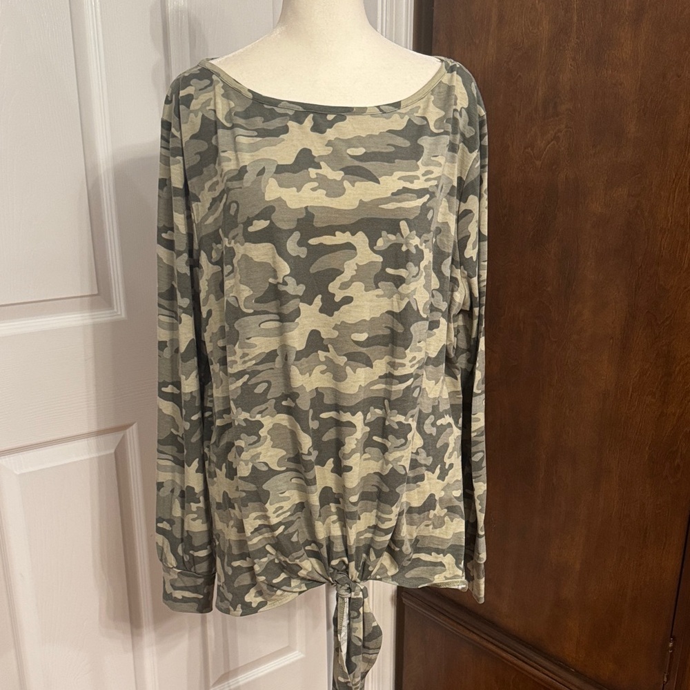 Tickled Teal Camouflage Long Sleeve Top